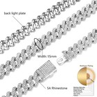 Hip Hop Men s 15mm 8 5  Bracelet Iced Cz Out Cuban Link Chain White Gold Plated