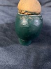 Antique Carved Wooden Victorian Shoe Pin Cushion Fantastic Detail Green  1