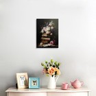 Moody Floral Still Life Canvas Wall Art Framed Painting Vintage Stacked Books   