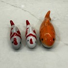 Set Of 3 Ceramic Koi Fish Figurines     They Float      Orange Red White