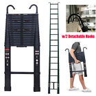 Black Telescoping Ladder Extension Multi-purpose Aluminum Foldable Compact Loft