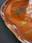Hakusan Hasami-yaki Porcelain Cranes Vibrant Orange   Gold Snack Plate Japan