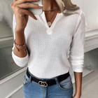 Women Knitted Slim V Neck Long Sleeve T Shirt Casual Blouse Casual Tops Pullover