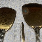 Vintage Dresser Vanity Brush  Comb  And Mirror Set Floral And Gold Tone
