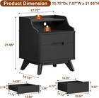 Black Night Stand With Charging Station  21  Nightstand With Drawer open Shelves