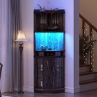 72  Corner Bar Cabinet W  Glass Door   Led Lights 6-tier Kitchen Alcohol Cabinet