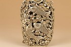 Old Tibetan Silver Hand Carved Hollow Out Fish Lotus Statue Snuff Bottle Pendant