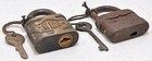 Lot Of 2 Antique Iron Pad Locks With Key Original Old Hand Crafted Working