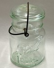 Antique Ball Ideal Mason Jar 5  Pint Wire Side Clear Green Glass Vintage W  Lid