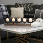 Large 27 5 Inch 5-pillar Glass Candle Holder Set Centerpiece With Rustic Wood Tr