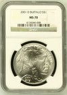 2001 D Buffalo Commemorative  1 Silver Dollar Ngc Ms 70