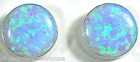 6mm Round Blue Fire Opal 925 Sterling Silver Stud Post Earrings - Made In Usa