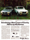 Alfa Romeo Alfetta Car Auto New Center Of Gravity Apples Vintage Print Ad 1975