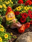 Vintage Ceramic Sleeping Garden Gnome  Elf Pixie Mcm Decor 1979