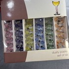 Vintage Set Of 6 Home Wine Glass Charms Bracelets Jewel Tone Dusty Pastel Stem