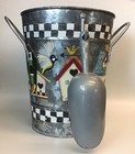 Tin Ice Cube Bar Storage Bucket Multipurpose With Lid Scoop Painted Birdhouses