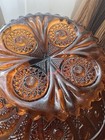 Vintage Imperial Glass Pedestal Cake Stand Amber Hobstar Design