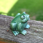 Green Ceramic Frog Figurine Whimsical Garden Toad Statue Mini Decor Glazed
