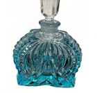 Vtg Art Deco Perfume Bottle blue Glass czechoslovakia Signed Light Damage