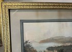 Antique Italian Victorian Gilt Framed Landscape Watercolor Painting Of Sorrento