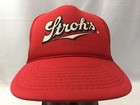 Vintage Strohs Beer Trucker Hat Red Mesh Snapback Designer Pro  Detroit Michigan