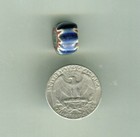 African Trade Beads Vintage Antique Venetian Glass 7 Layer Chevron Blue  14x11mm