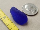 Genuine Beach Sea Glass Surf Tumbled Cobalt Blue Bottom Part Frosted Pendant V01