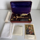 Vintage Portable Sacred Service Sick Call Last Rites Box Kit Catholic Crucifix