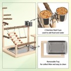 Wood Pet Parrot Playground Bird Play Stand Toys Perch With Feeder Cups For Co   