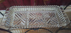 Vintage Clear Cut Glass Crystal Etched 3 Section Tray Rectangular Sawtooth