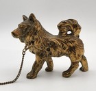 Vintage Brass Samoyed Dog Paperweight Figure With Miniature Pencil Attached