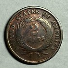 1866 Copper U s  Two Cent Piece  2c  Vg  Cleaned  Has Re-toned   m1