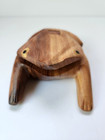 Wooden Frog Toad Trinket Box Jewelry Holder Open Hinged Lid Brown Hand Carved