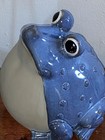 Vintage Large Ceramic Frog Toad 10 X 10    Garden  house Decor Blue   Beige