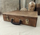 Vintage Wooden Art Supply Storage Case With Handle   Compartments Plenty Of Age