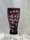 Vintage Bohemian Czech Cut Crystal Vase Purple Cut To Clear Gold Rim Art Deco 8   