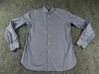 Borriello Napoli Shirt Mens Large 16 41 Blue Houndstooth Long Sleeve Button Up