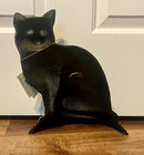 Wright Studios Vintage Black Cat Door Stop 12  Cast Iron Hand Painted