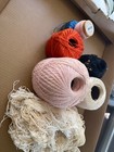 7 Spools Heavy Crochet Thread Lot   Pink Blk Blue White Vint Different Textures