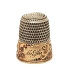 Antique Sterling Simons Thimble Deeply Engraved Gold Band Size 8 Monogram Meh