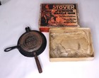 Vintage Stover Junior Childs Toy Waffle Iron  8 With Base Cast Iron Original Box