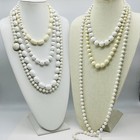 Vintage White Lucite Acrylic Necklace Lot Of 7 Various Lengths