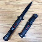 9  Black Tactical Stiletto Red Spring Assisted Open Blade Folding Pocket Knife