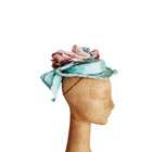 Vintage 30s Blue Pink Hat In Straw   Silk By Milgrim