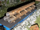 1 87 Ho Scale 40ft Rusty Pipe Load 3ft Diameter  6in Long 