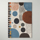 Modern Abstract Geometric Area Rug  Blue Terracotta Wool Carpet  Contemporary