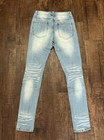 Men   s Ripped Denim Slim Fit Stretch Distressed Blue Biker Pants Size 30x32