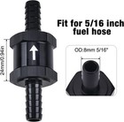 5 16  Fuel Check Valve One Way Inline Non Return Diesel Gasoline Black 8mm 2pcs