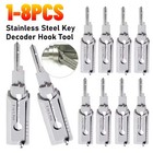 2-in-1 Stainless Steel Key Decoder Tool Precision Hook   O-ring Pickup Lock