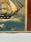 Vintage Sally Nolan Signed Whaling Scene Painted Oak Barrel Stave Folk Art 34 5 